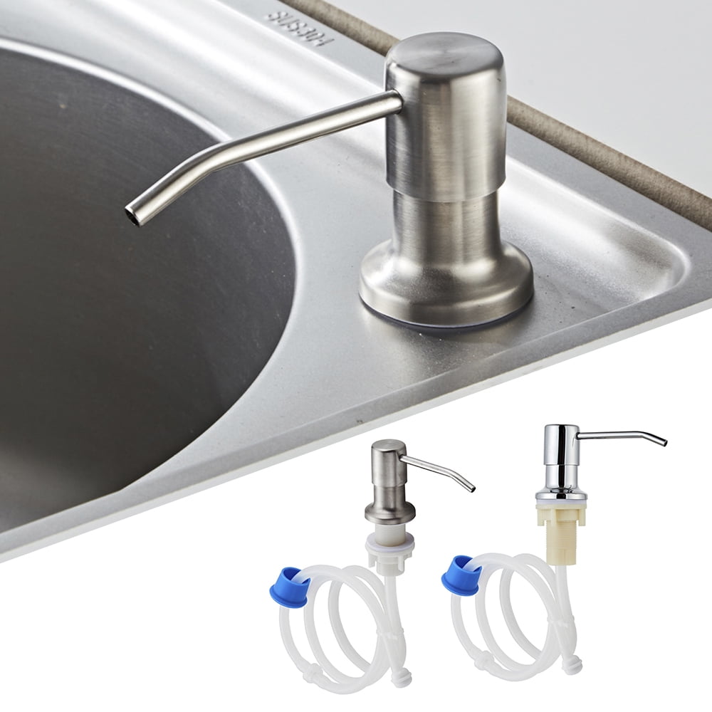 Stainless Steel Soap Dispenser Lotion Dispenser Pump Replacement Wire Drawing for Kitchen Sink and Extension Tube Kit