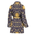 thumbnail image 2 of Blue And Gold Celestial Pattern Women Bathrobe One Size Univeral Fits, Lunar Heaven Cosmic Galaxy Fashion Lightweight Plush Fleece Long Robe For Women, 2 of 3
