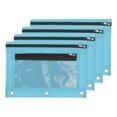 thumbnail image 1 of Unique Bargains Pencil Pouch for 3 Rings Binder, 4 Pack Oxford Cloth Mesh Zipper Binder Pouch Pencil Case Sky Blue, 1 of 7