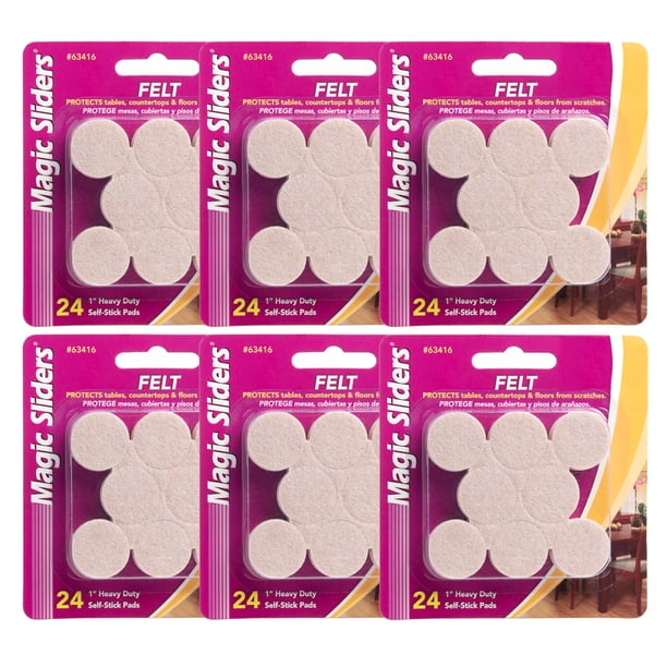 Magic Sliders (144 Pack) Felt Furniture Pads 1 Inch Round Furniture