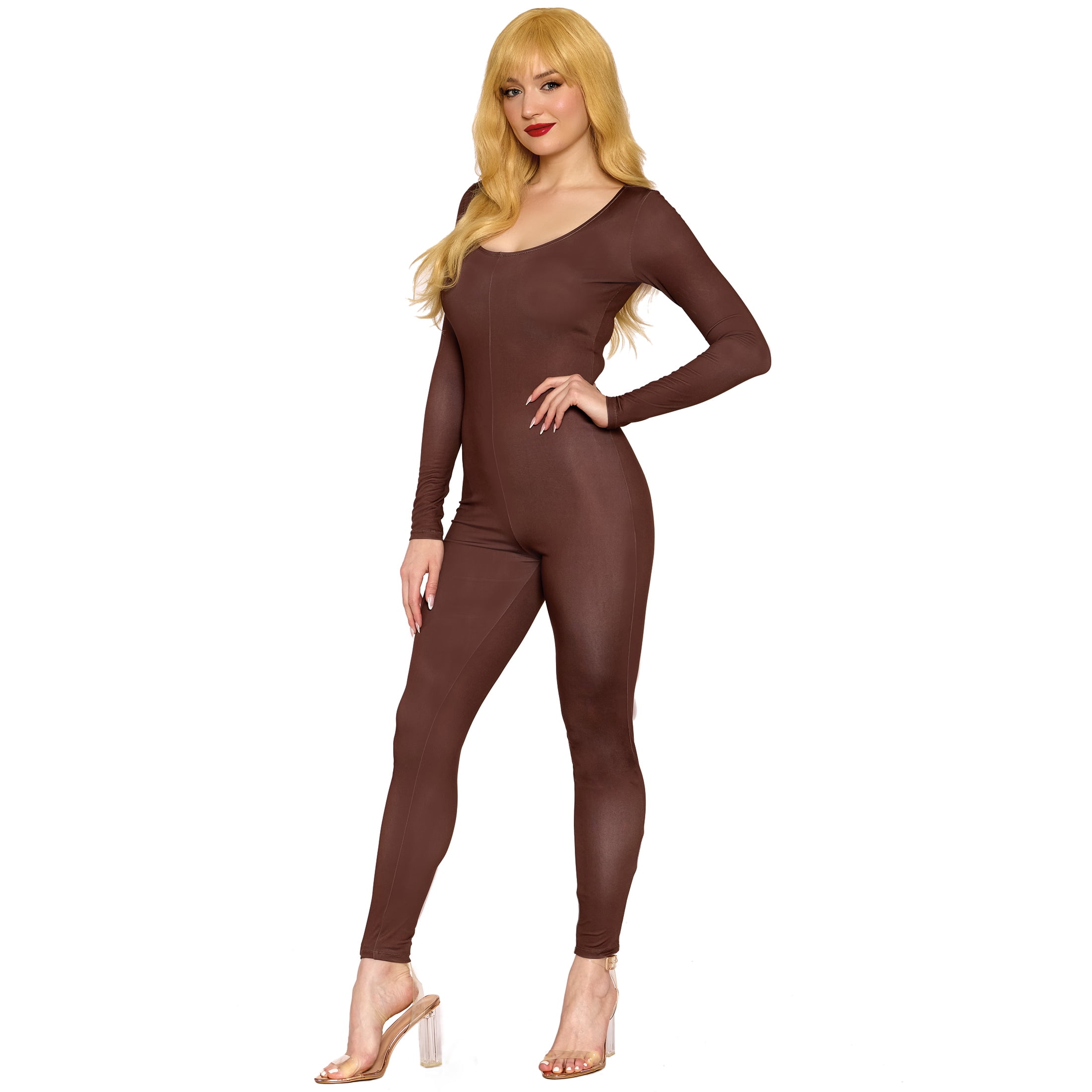 Brown Long Sleeve Jumpsuit, Halloween Accessory for Adults by Way to Celebrate