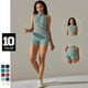 thumbnail image 2 of Traje corto de yoga para mujer, conjuntos de pantalones cortos sin costuras para gimnasio, chándal de realce, conjuntos de ropa de entrenamiento para mujer, ropa deportiva con cremallera, 2 of 5