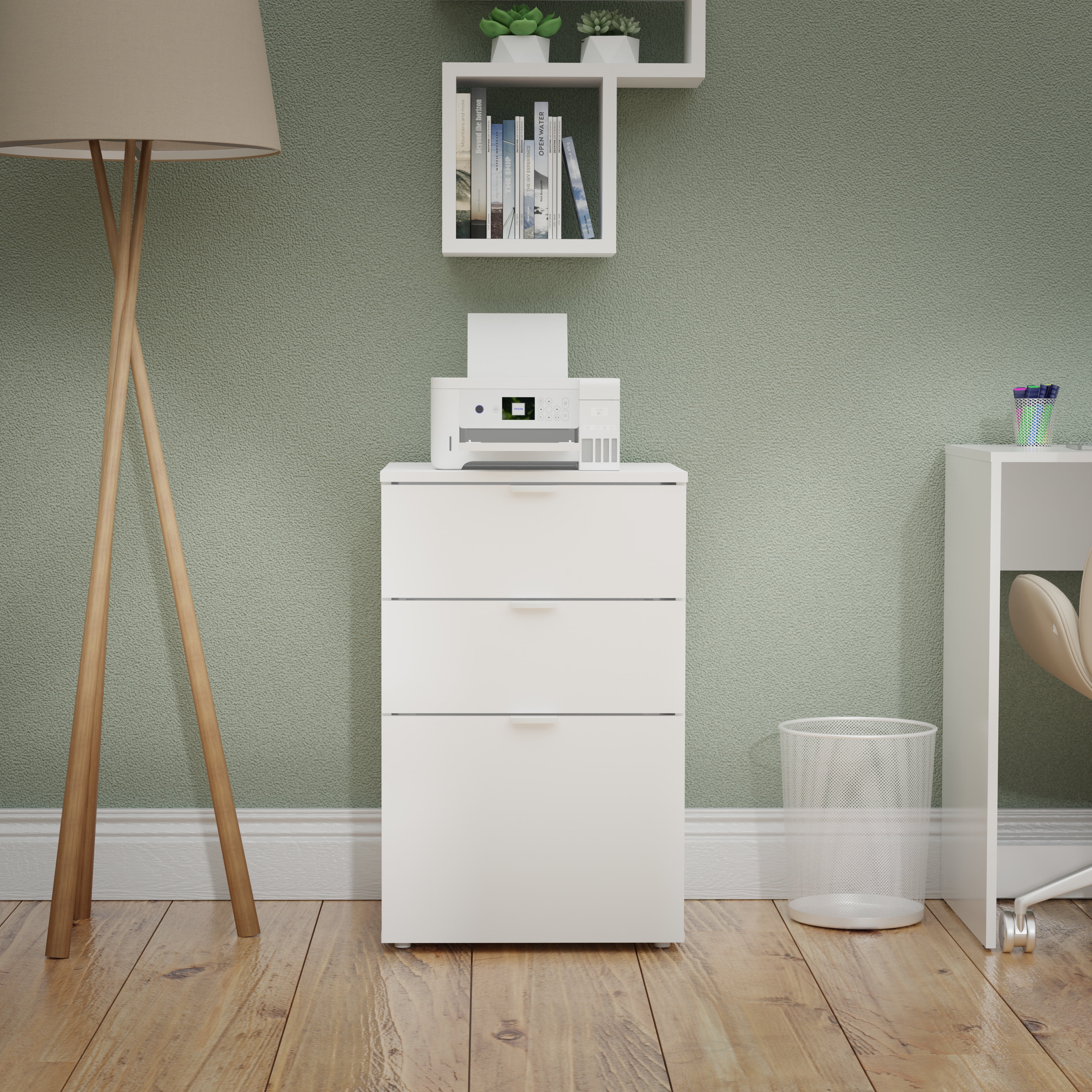 Kappesberg Madison 2-Piece File Cabinet Set, 3-Drawer Office Storage Cabinet, White Finish