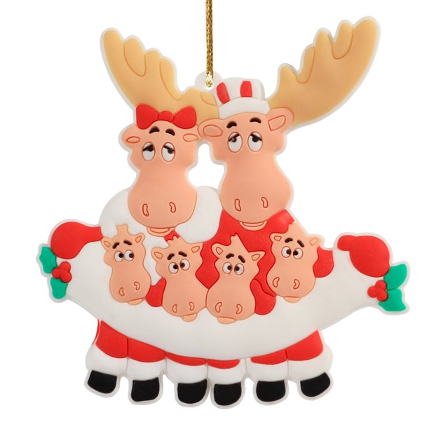 Recuerdos navideños personalizados de la decoración del árbol de navidad del trineo de la familia de los alces Wmkox8yii gf6242