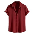 thumbnail image 2 of Novelty Shirts for Men Lapel Button Down Solid Color Beach Shirts Lapel Tops Plus Size Funny Hawaiian Shirts Button Down Lapel Shirts, 2 of 2