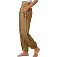thumbnail image 5 of Dolkfu Jogger Fall&Winter Pants for Women Yellow Refined Regular Cotton Blend Mid-Waist Joggers Sweatpants Solid Elastic Waist Casual Khaki,Xxxl, 5 of 5