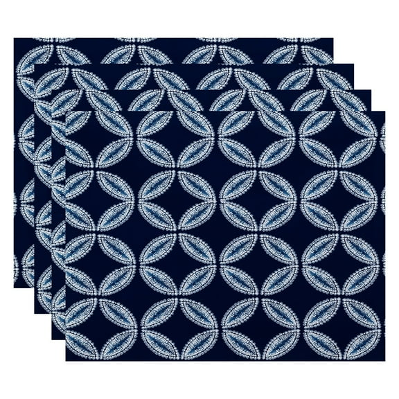 Simply Daisy 18" x 14" Tidepool Geometric Print Placemat, Set of 4