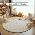 thumbnail image 6 of Pentantan 4'x4' Vintage Round Area Rugs, Machine Washable Living Room Rug, Soft Moroccan Indoor Carpet for Bedroom, Brown, 6 of 7