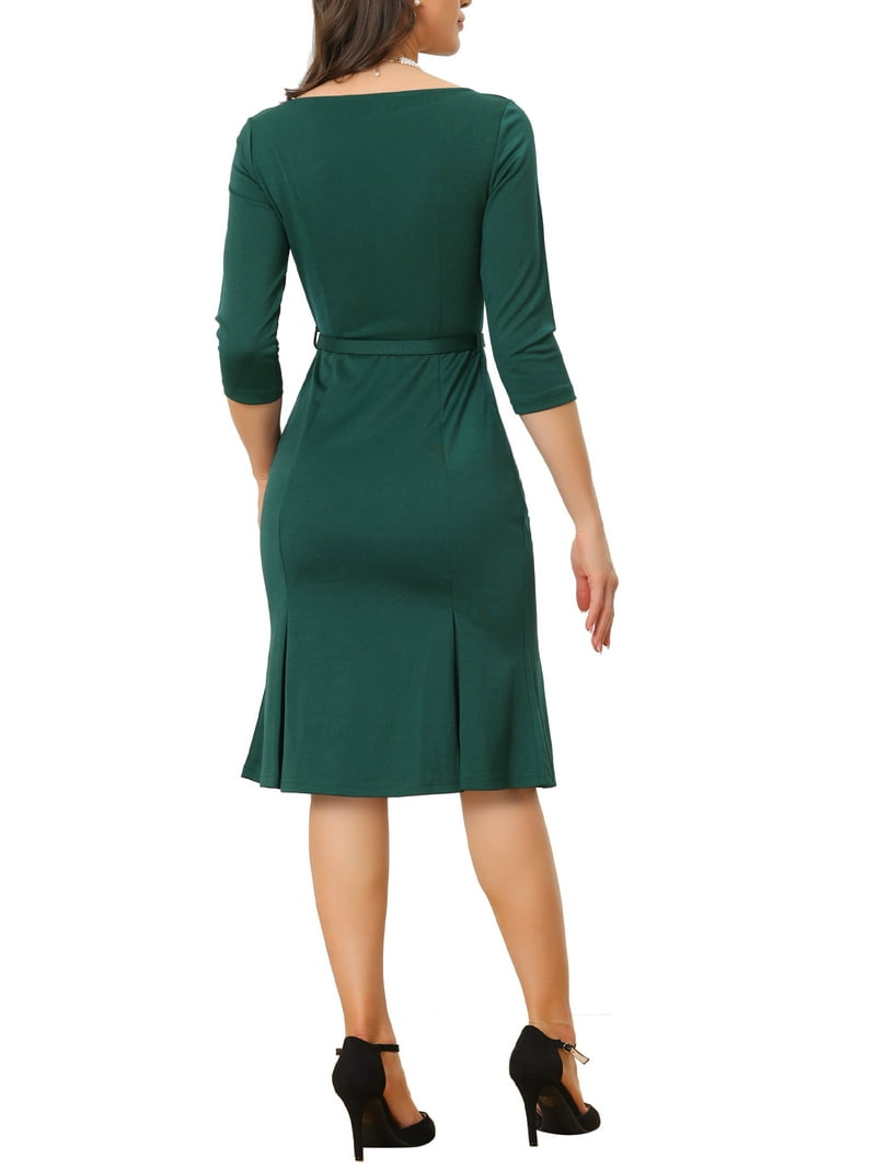slim fit dress slacks Dark Olive Abstract Botanic Midi Dress main image 0