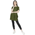thumbnail image 2 of Moomaya Solid Half Button placket Tunic For Womens Casual Round Neck Basic Pleated Long Top, 2 of 7