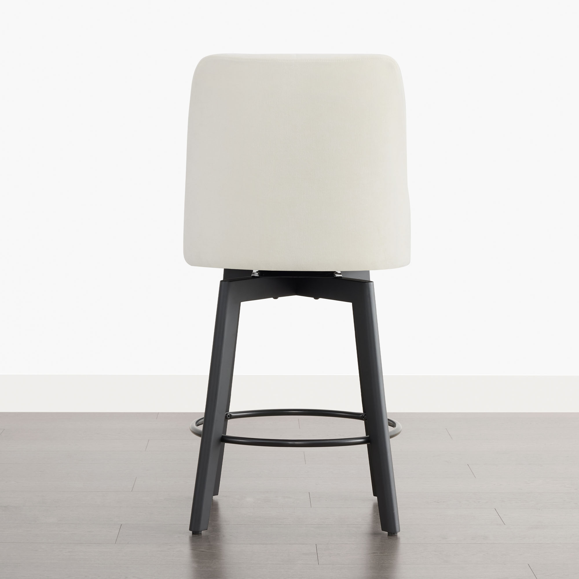 Spruce & Spring Modern Upholstered Swivel Bar Stool with Wide Seat for Kitchen Island or Dining Space Set of 2, Ivory