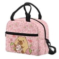 thumbnail image 3 of HUIACONG Capybara Strawberry Print Lunch Bag, Comfortable Hand Feel Front Pocket Aluminum Film Material Insulated Lunch Bag for Office Camping Picnic, 3 of 10
