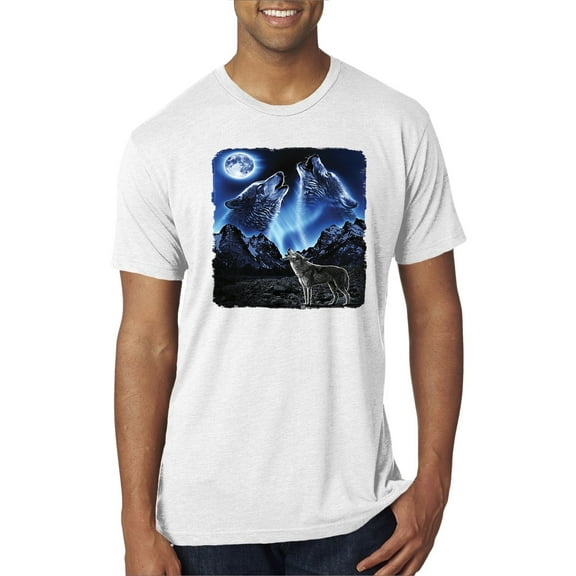 Wild Bobby Howling Wolf Full Moon, Outdoors Nature Wildlife Men Premium Tri Blend Tee