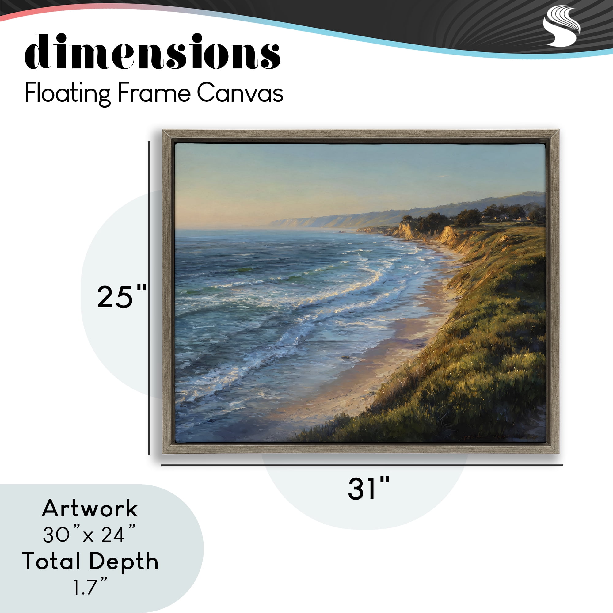 Stupell Industries Rounded Coastline View Brown Framed Floater Canvas Wall Art, design by Franklyn Gregory