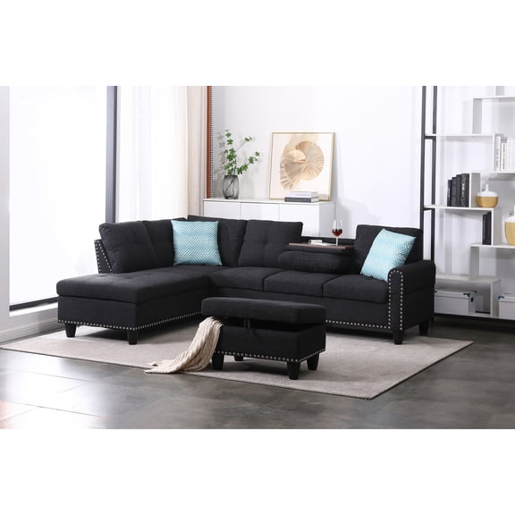 Miekor Furniture Rivet - Trimmed L - shaped Sofa MK9713