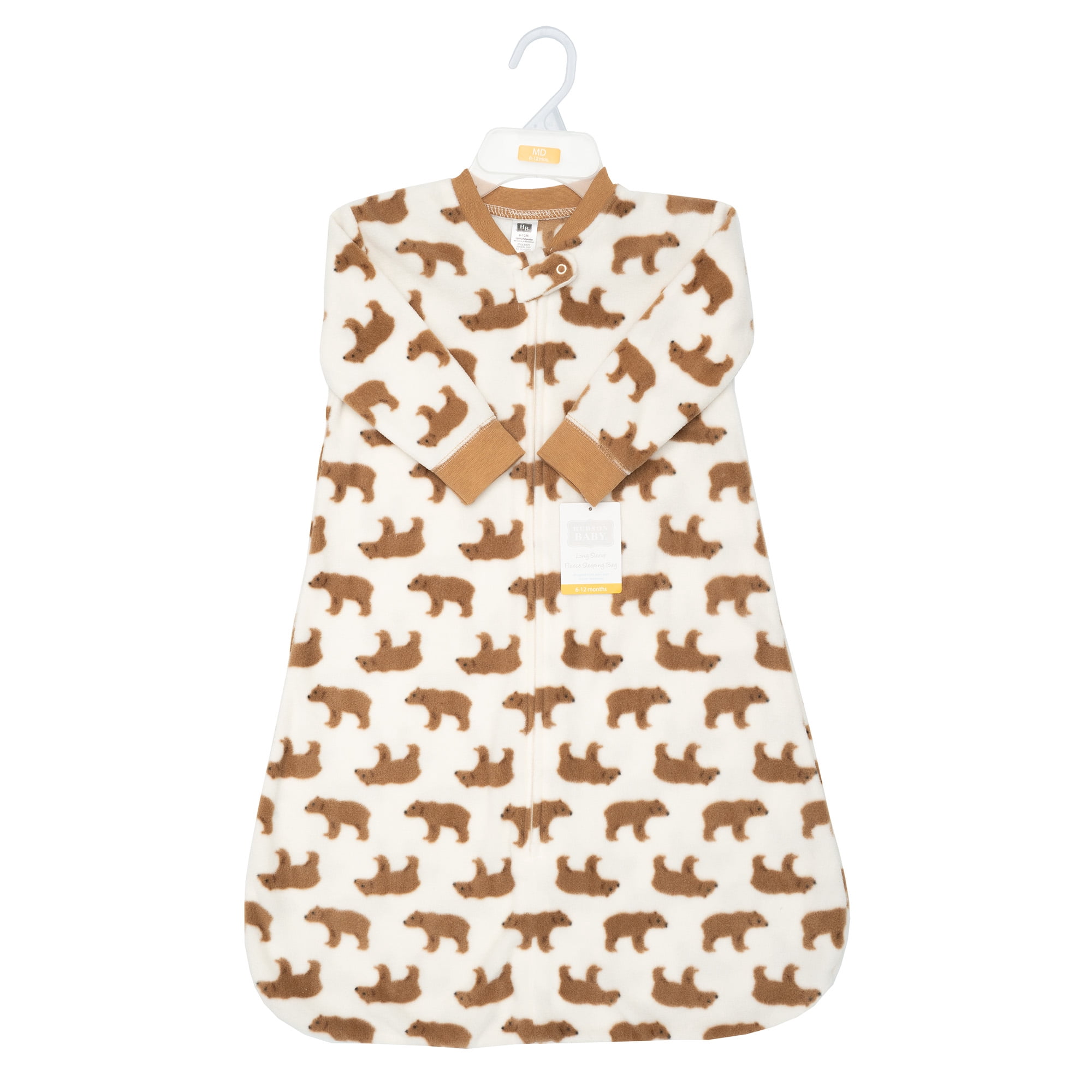 Hudson Baby Infant Boys Long-Sleeve Fleece Sleeping Bag, Brown Bear, 12-18 Months