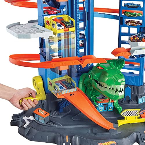 Hot Wheels City Robo T-Rex Ultimate Garage, Dinosaur Attack