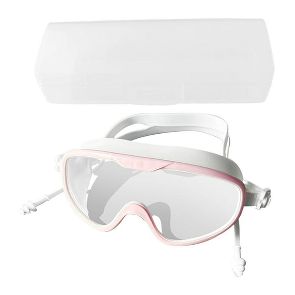 Gafas de natación gafas de natación correa de silicona ajustable adultos anti antiniebla con tapones para la oreja vasos para natación deportes de rosado