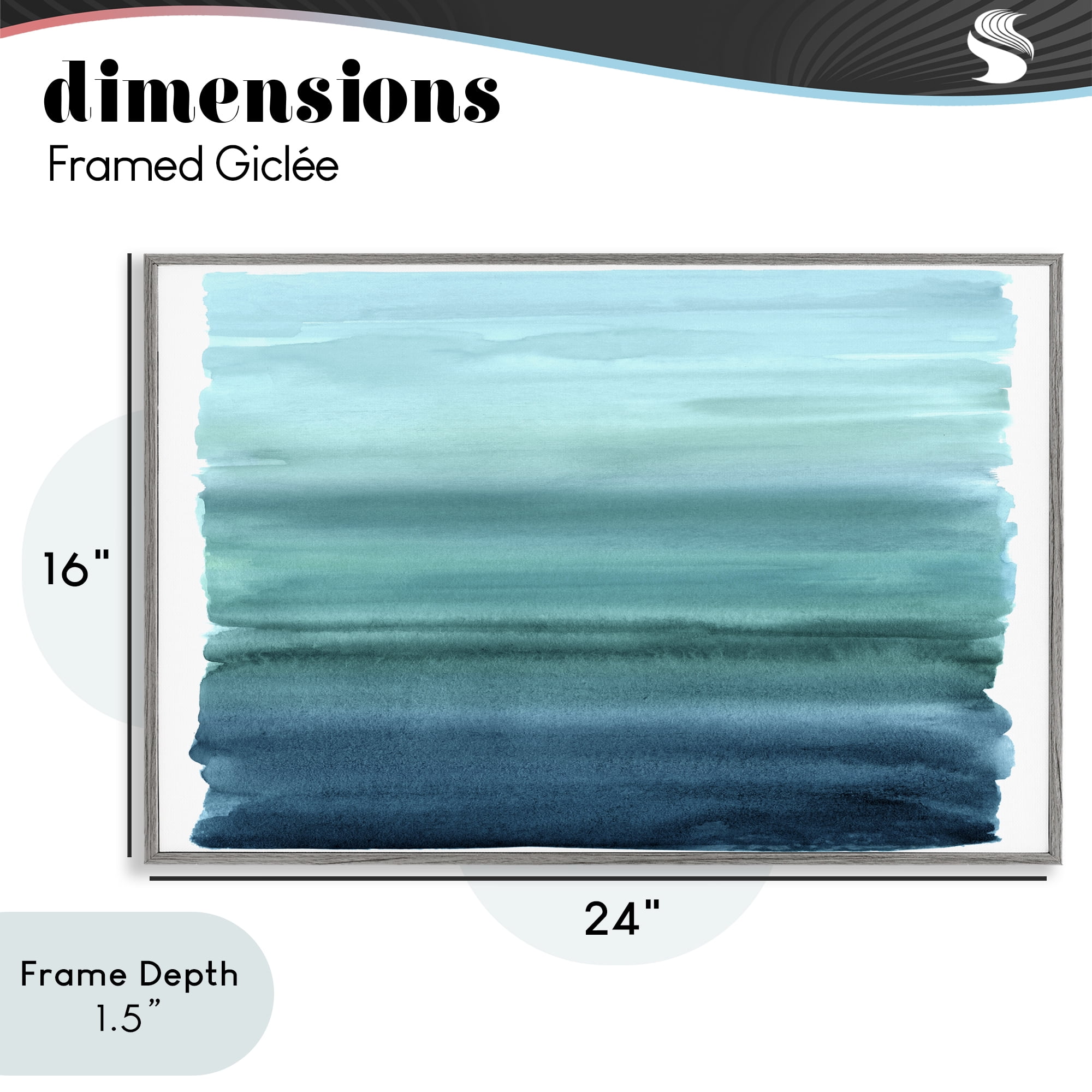 Stupell Industries Ombre Teal Gradient Gray Framed Giclee Art, design by Allie Corbin