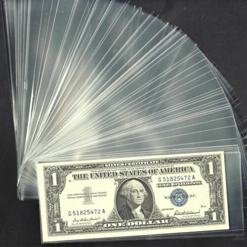 10 Pcs Big Clear Hard Plastic Sleeve Clip Paper Money Notes Bills Holder #A5 