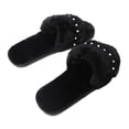 thumbnail image 4 of Aayomet House Slippers Casual Women's Slip Shoes Fashion Flock Lace Slippers Toe On Round Women's slipper,Black 8.5, 4 of 5
