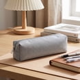 thumbnail image 2 of SLYNSHome Solid Color Pencil Case, Simple Zipper Stationery Pouch,Gray Canvas Lightweight Portable Pen Storage Bag For Daily Office Supplies, 2 of 7