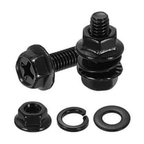 M4 x 12mm 20Pcs Phillips Flanged Hex Bolts with Nuts, Flat & Lock Washers, Black