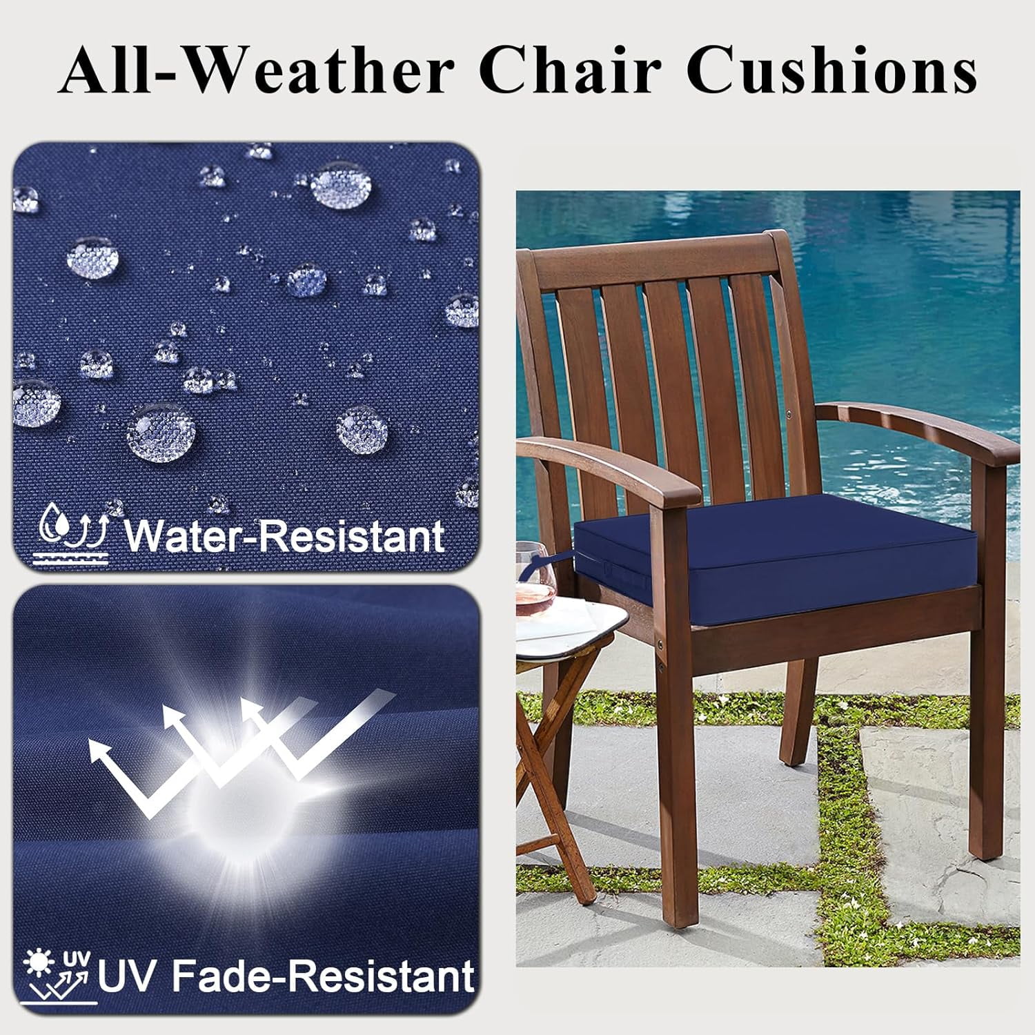 Outdoor Chair Cushions 22x22x4 Inch, Waterproof Spice Patio Furniture Cushions Set of 2 with Ties & Handle, 3 Year Color Fastness Square Replacement Seat Cushions for Sofa, Couch