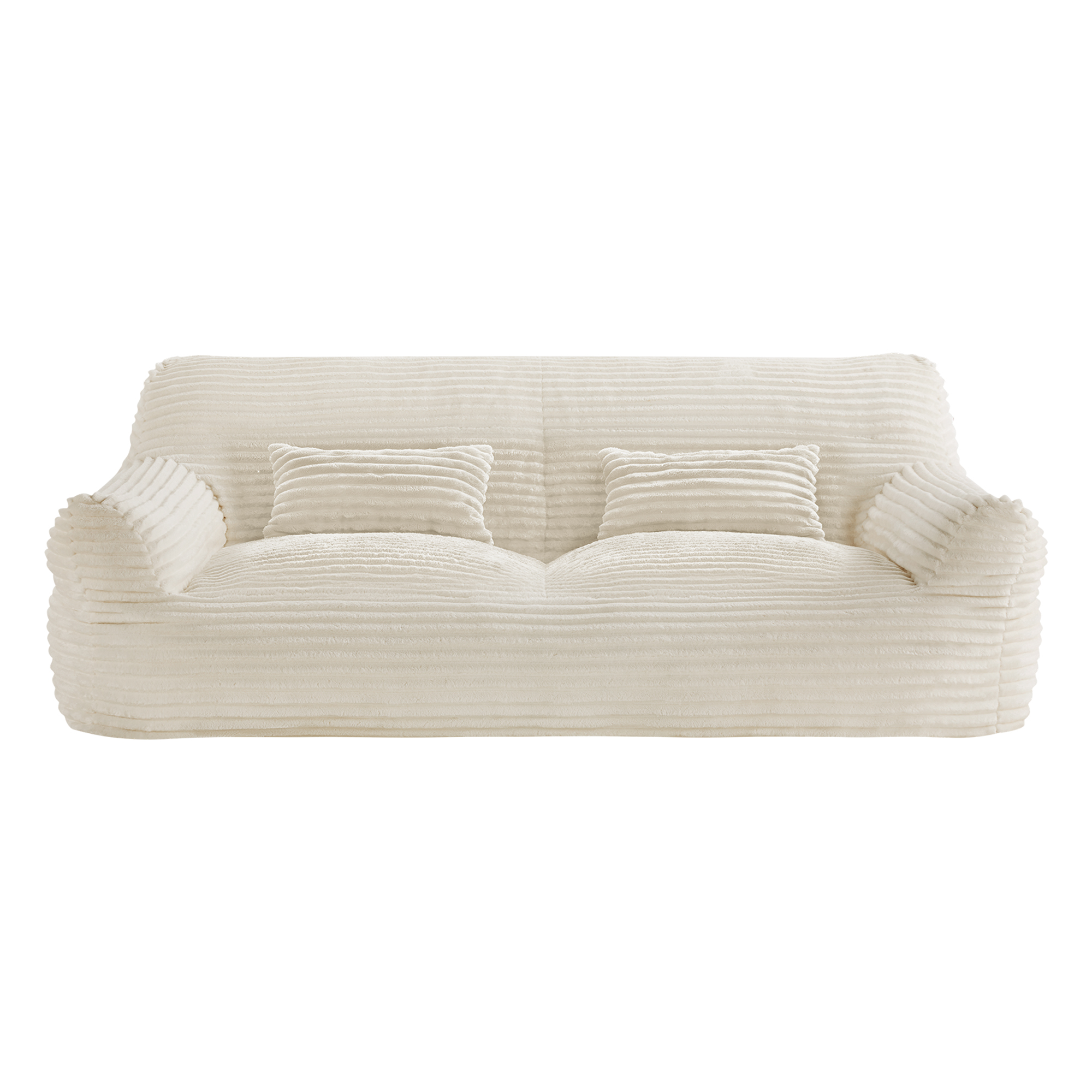 Spruce & Spring Ultra-Plush Fleece Lazy Sofa with Pillow & Blanket, Cozy Bean Bag Loveseat for Living Room & Bedroom, Ivory