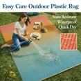thumbnail image 6 of SUNDEREY Outdoor Rug 6'x9', Waterproof Reversible Plastic Straw Mat for Patio, RV & Camping - Non-Slip Foldable Carpet for Beach, Balcony & Backyard, Orange & Blue, 6 of 9