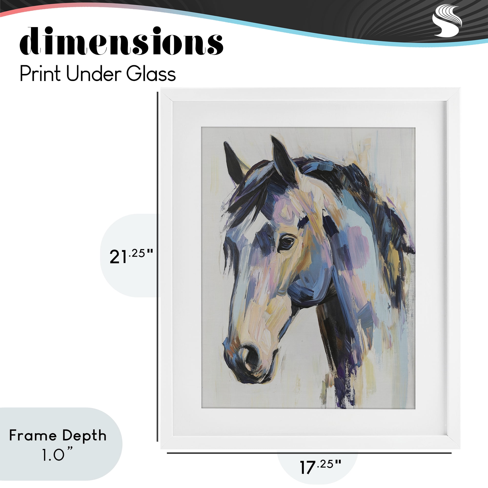 Stupell Industries Chromatic Stallion Abstraction White Framed Print Under Glass, design by Svetlana Aleynikova