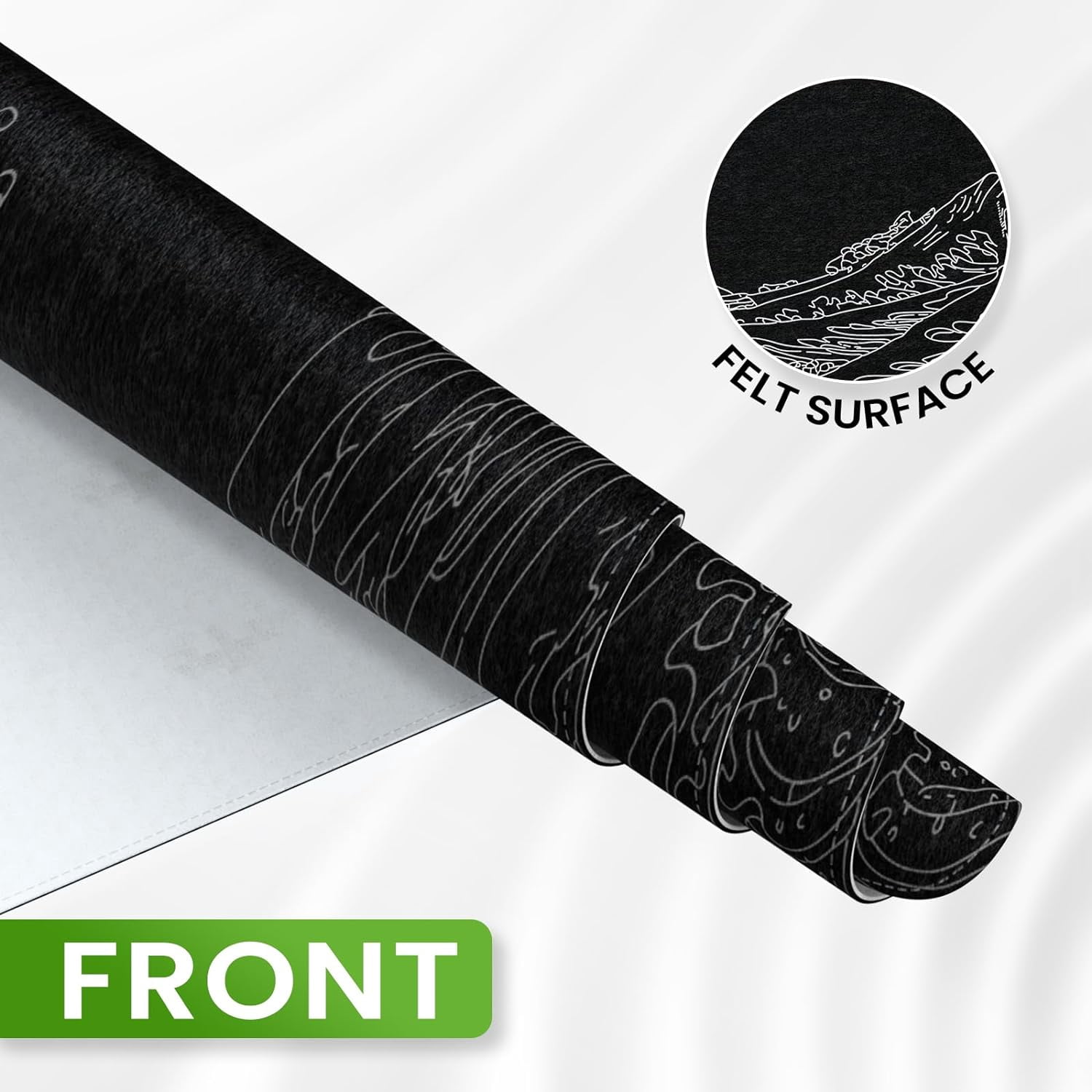 Desk Mat Pad, Gaming Mouse Pad,XL Large Mouse Pad for Desk Rubber Base Mousepad with Stitched Edges,Keyboard Mouse Mat for Work,Game, Office, Home - Black Wave of Kanagawa