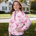 thumbnail image 3 of Uorisanigo Girls Half Zip Cropped Pullover Sweatshirt Oversized Sweatshirts Breast Cancer Awareness Long Sleeve Athletic Tops Fall Fashion Outfits Clothes Kids Hoodies Size 5-6, 3 of 7