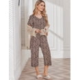 thumbnail image 4 of Ekouaer Womens Pajama Set 2 Piece Cotton Pj Short Sleeve Sleepwear Top with Capri Pants Print Nightwear, 4 of 5