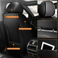 thumbnail image 3 of DIKSOAKR Seat Covers 2 Front Seat Fit for Hyundai Sonata 2004-2025 Waterproof Faux Leather Car Seat Cushion Protector Compatible Airbag Black&Gray, 3 of 7