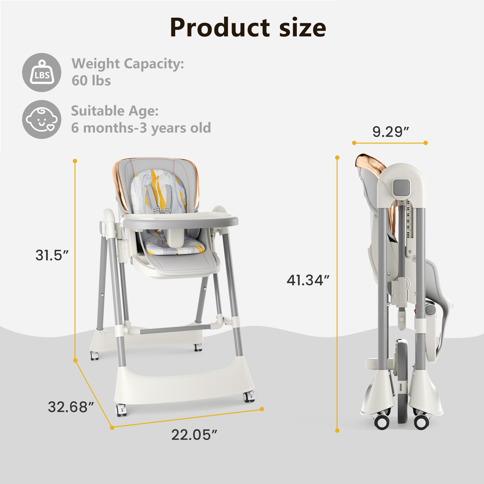 TouHeart Baby High Chair and Swing Combo, 6-in-1 Convertible Highchair for Infants and Toddlers, Gray