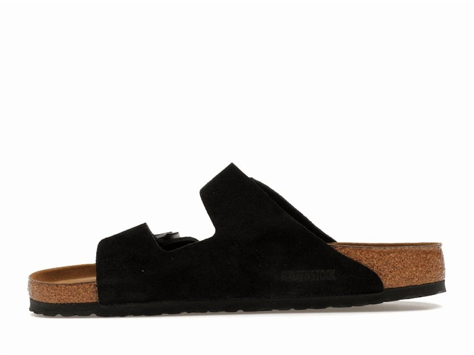 Birkenstock Men's Arizona Soft Footbed Suede Black Sandals, from StockX