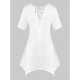 thumbnail image 3 of Rosegal Plus Size Handkerchief Floral Print Lace Up Tee, 3 of 5