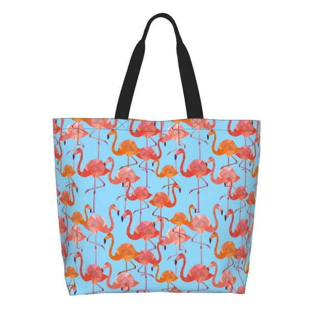 Balery Flamingo Bolsa Tote Estilo Estético con Cremalleras, Bolsa de Hombro, Bolsa de Compras Grande y Plegable