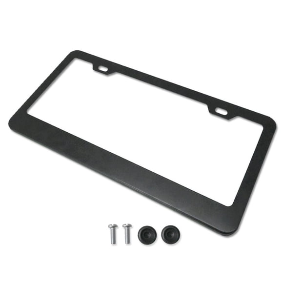 Premium Slim Black License Plate Frames – 2 Pack, Rust-Free Stainless Steel & Rattle-Free, Street Legal, Universal with Screw Caps, Thin Metal Front & Rear Car Tag Holders Unisex