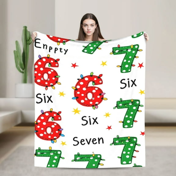67 Six Seven Christmas Vibes Flannel Throw Blanket Funny Decor Blanket Gifts For Adults Kids Girls Boys,Suitable For Bed And Couch