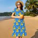 thumbnail image 4 of Balery Cute Yellow Rubber Ducks Vestidos sueltos de manga corta para mujer, vestidos de verano 2025, vestidos casuales de corte A con vuelo., 4 of 6