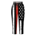 thumbnail image 4 of VERUGU Capris Pants for Women Summer Casual Elastic Waist Independence Day Printed Cropped Pants Black L, 4 of 5