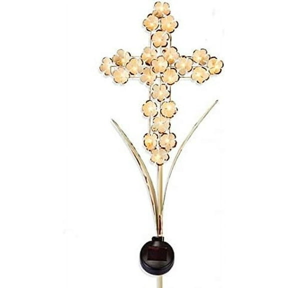 Solar Memorial Cross Gravesite Cemetery Garden Stake 40 Inch with 24
