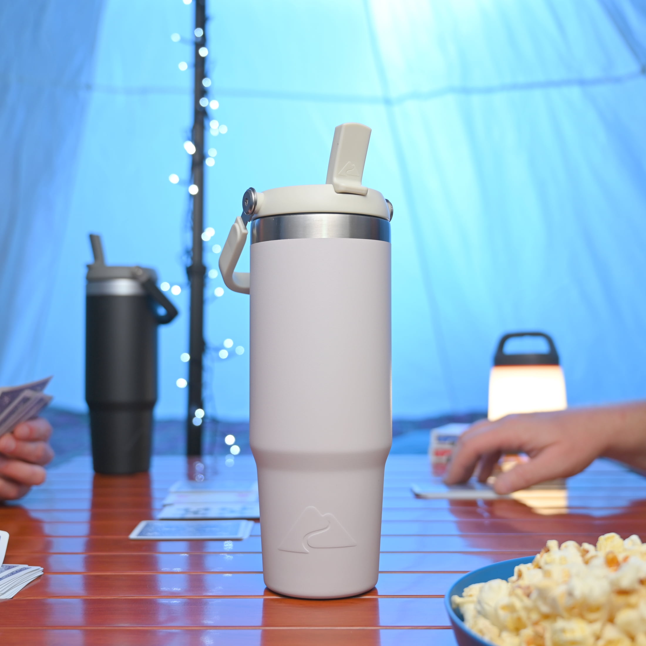 Ozark Trail 30 oz Insulated Stainless Steel Tumbler with Swivel Handle, Tan