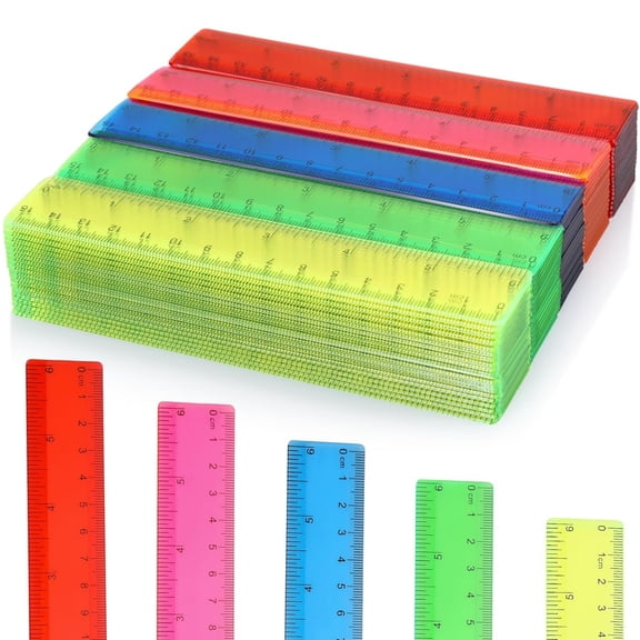 30 Pcs Rulers Plastic Ruler Colorful Straight Rulers Flexible Rulers Clear Ruler Transparent Rulers Bulk 6 inch/15 cm Rulers for Drafting Measuring Office Supplies,Topboutique