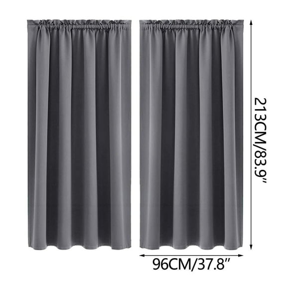 JeashCHAT 2 Panels Blackout Curtains for Bedroom and Living Room, Thermal Insulated Long Curtains Solid Color Rod Pocket Drapes Window Treatments, 84 x 38 inch, Gray