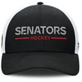 thumbnail image 2 of Men's Fanatics Black/White Ottawa Senators Authentic Pro Rink Lockup Adjustable Trucker Hat, 2 of 4