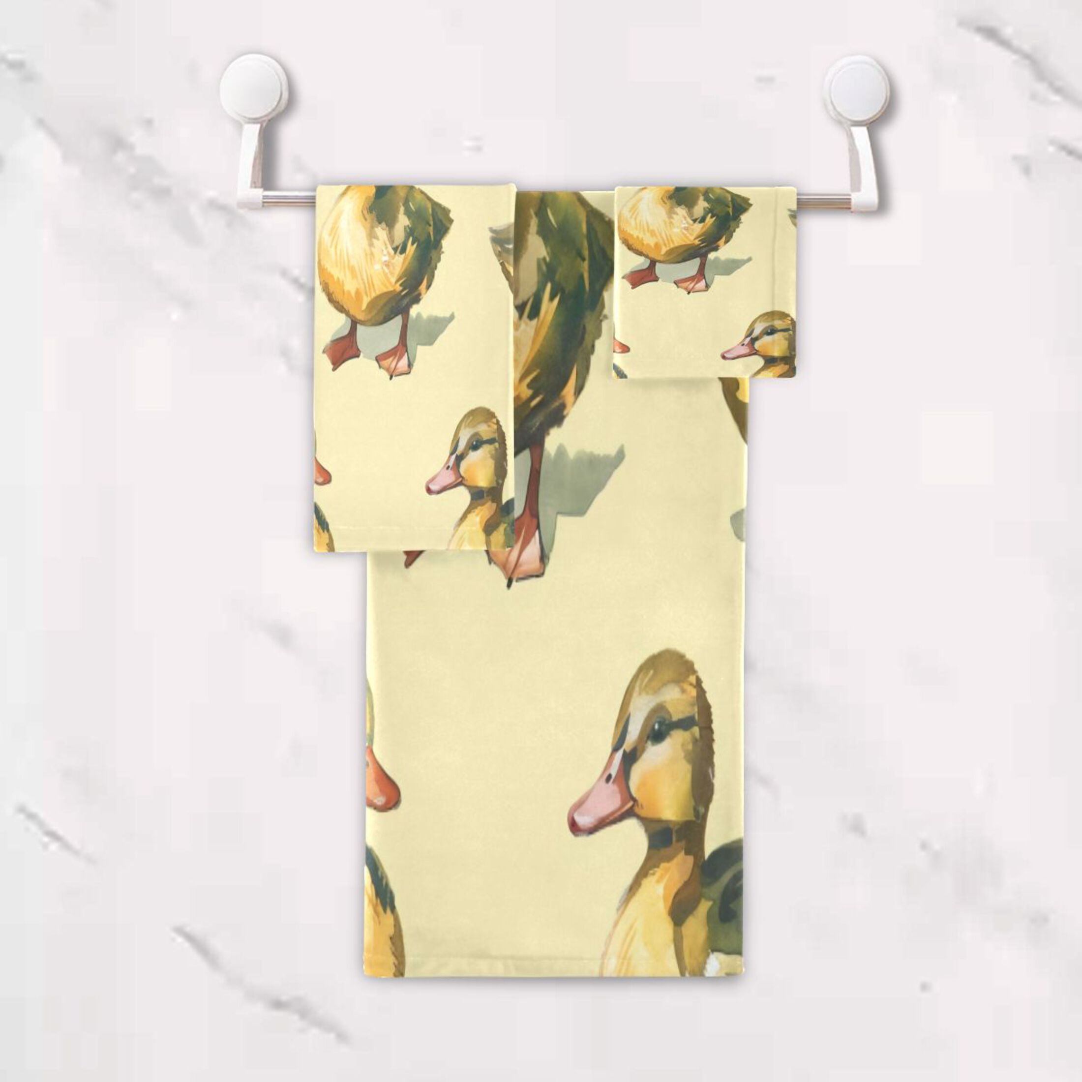 Three-Piece Towel Set Face Towel Towel Set Hand Towel Bath Towel Cotton Bath Towels Bath Towel Sets Hand Bath Towels Green Duck
