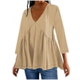 thumbnail image 1 of Birdeem Blouses pour Femmes Combinaison Décontractée pour Femmes à Manches 3/4 Plissée avec Col en V Superposé Haut Uni, 1 of 1
